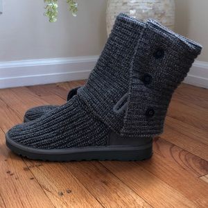Grey knit UGG boots. Slouchy knit. High or low.
